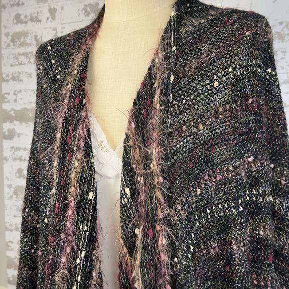Adrienne Landau Studio Sweater Shawl Black Jewel Tones Whimsy Goth Y2K Witchy - Picture 1 of 16
